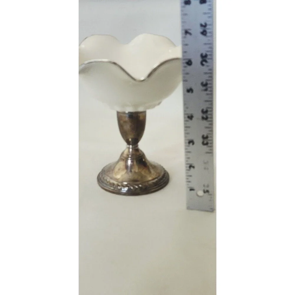 Preisner Porcelain Compote Weighted Sterling Silver Candy Dish Base - 1930's